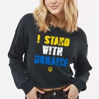 I Stand With Ukraine Cropped Pullover Crew