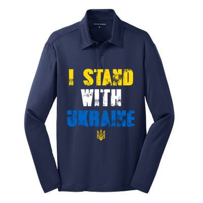 I Stand With Ukraine Silk Touch Performance Long Sleeve Polo