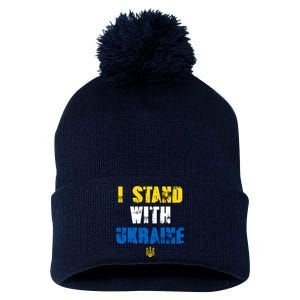 I Stand With Ukraine Pom Pom 12in Knit Beanie