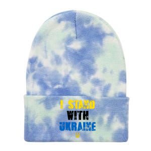 I Stand With Ukraine Tie Dye 12in Knit Beanie