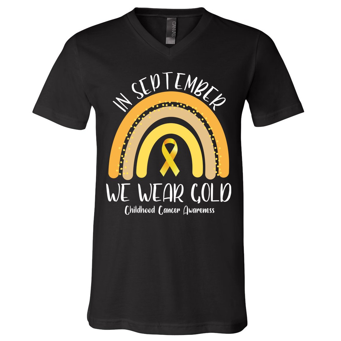 In September We Wear Gold Childhood Cancer Awareness V-Neck T-Shirt