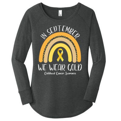 In September We Wear Gold Childhood Cancer Awareness Women's Perfect Tri Tunic Long Sleeve Shirt