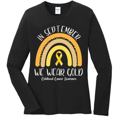 In September We Wear Gold Childhood Cancer Awareness Ladies Long Sleeve Shirt