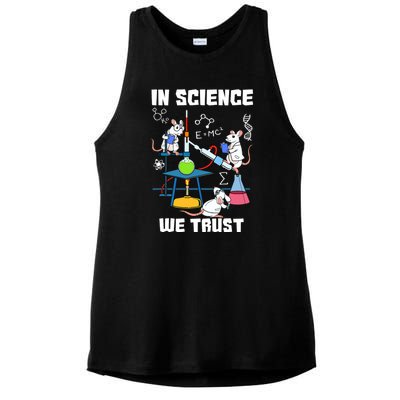 In Science We Trust Chemicals Chemist Mice Funny Laboratory Ladies PosiCharge Tri-Blend Wicking Tank