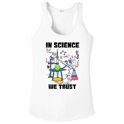 In Science We Trust Chemicals Chemist Mice Funny Laboratory Ladies PosiCharge Competitor Racerback Tank