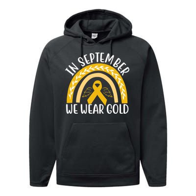 In September We Wear Gold Childhood Cancer Performance Fleece Hoodie