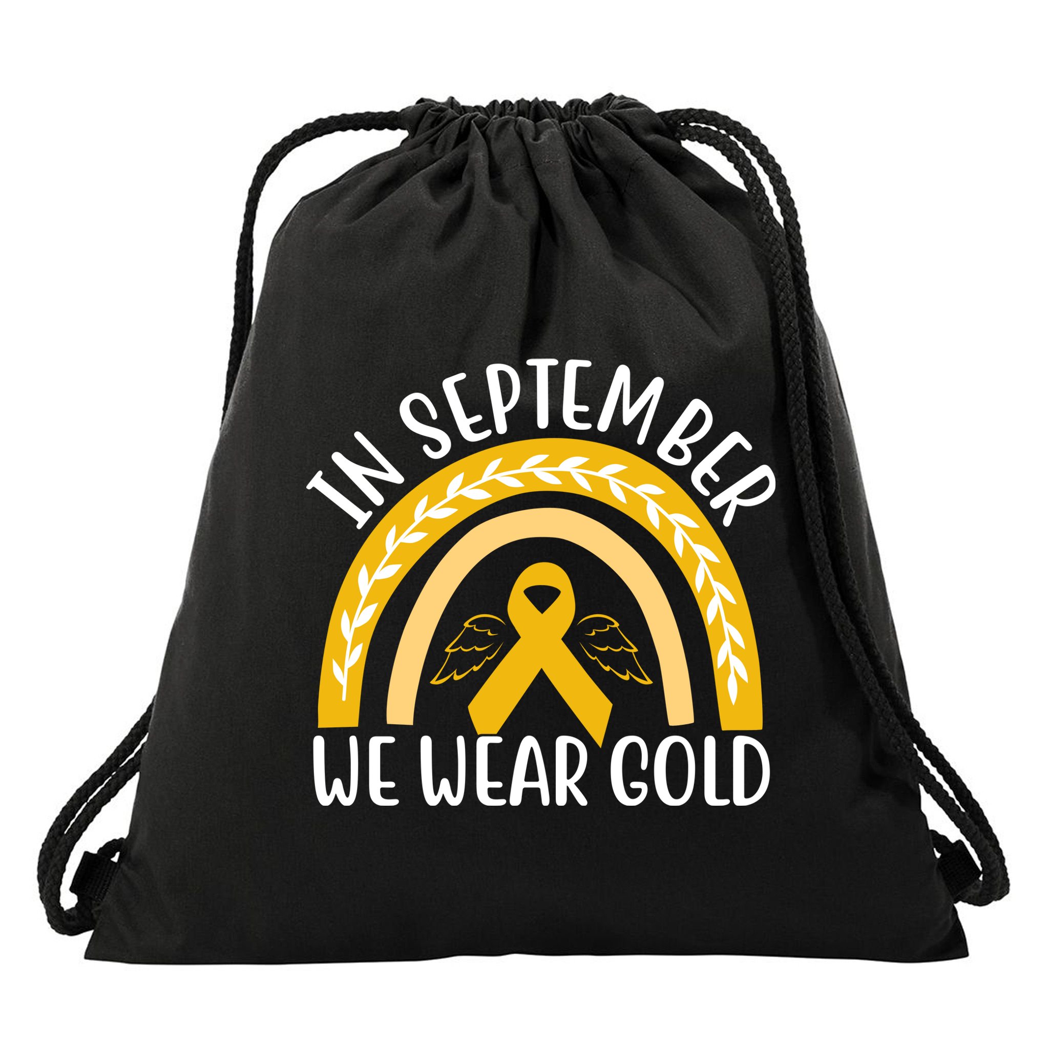 In September We Wear Gold Childhood Cancer Drawstring Bag