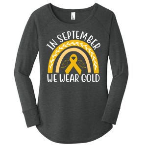 In September We Wear Gold Childhood Cancer Women's Perfect Tri Tunic Long Sleeve Shirt