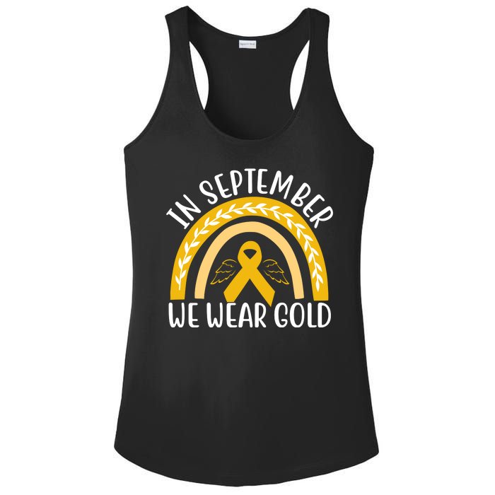 In September We Wear Gold Childhood Cancer Ladies PosiCharge Competitor Racerback Tank