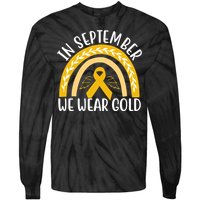 In September We Wear Gold Childhood Cancer Tie-Dye Long Sleeve Shirt