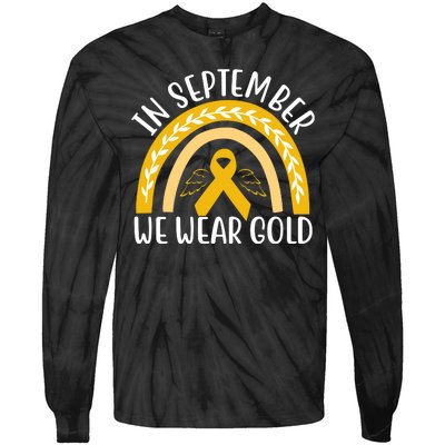 In September We Wear Gold Childhood Cancer Tie-Dye Long Sleeve Shirt