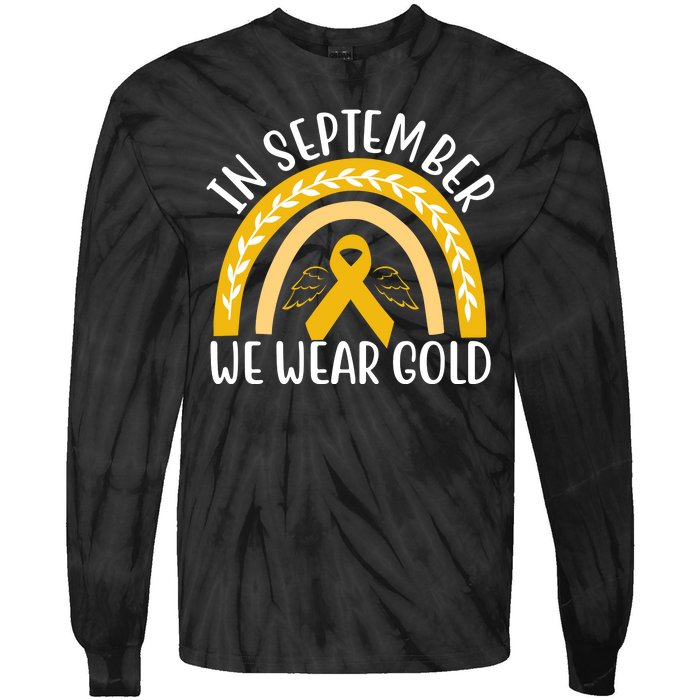 In September We Wear Gold Childhood Cancer Tie-Dye Long Sleeve Shirt