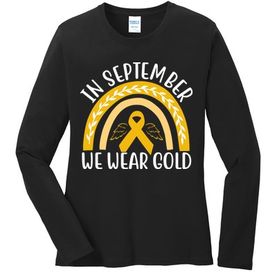 In September We Wear Gold Childhood Cancer Ladies Long Sleeve Shirt