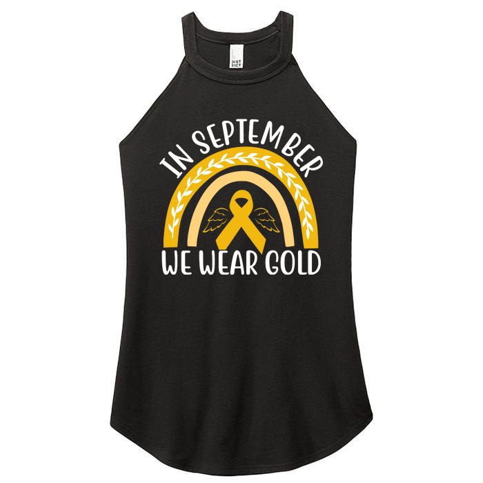 In September We Wear Gold Childhood Cancer Women's Perfect Tri Rocker Tank