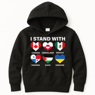 I Stand With Canada Greenland Mexico Panama Gaza Ukraine Kids Hoodie