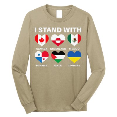 I Stand With Canada Greenland Mexico Panama Gaza Ukraine Long Sleeve Shirt