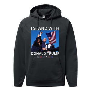 I Stand With Donald Trump After Shooting At Rally Performance Fleece Hoodie