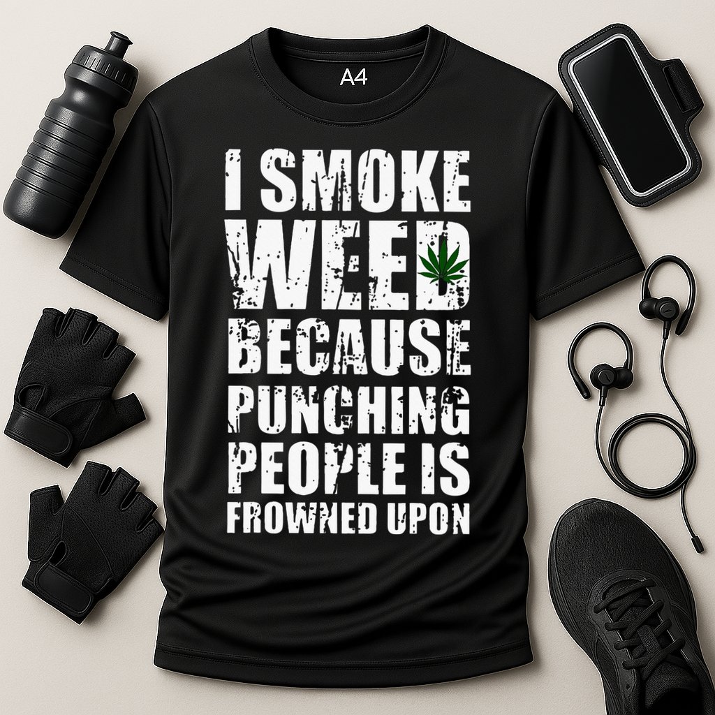 I Smoke Weed Because Punching People Is Frowned Upon Performance Shirt