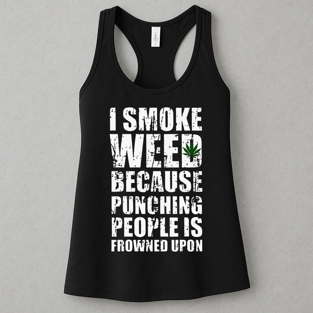 I Smoke Weed Because Punching People Is Frowned Upon Womens Tank Top