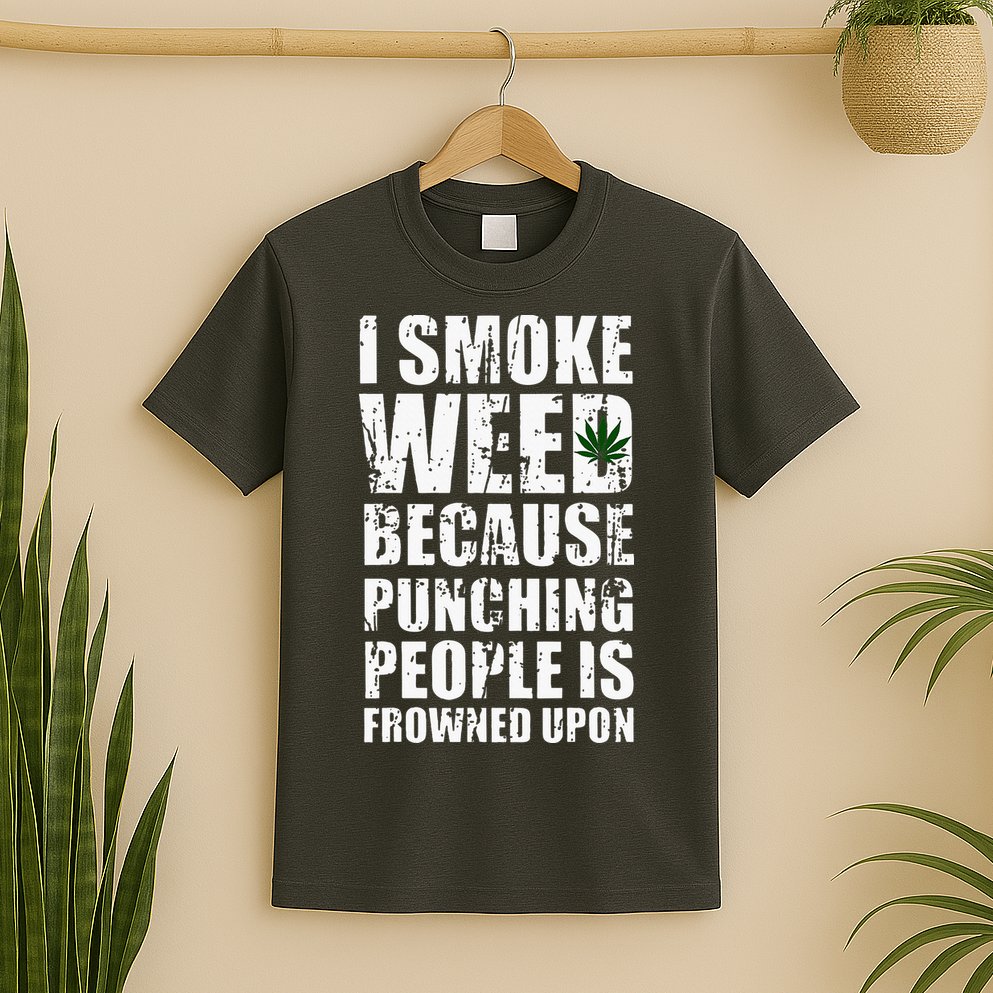I Smoke Weed Because Punching People Is Frowned Upon T-Shirt
