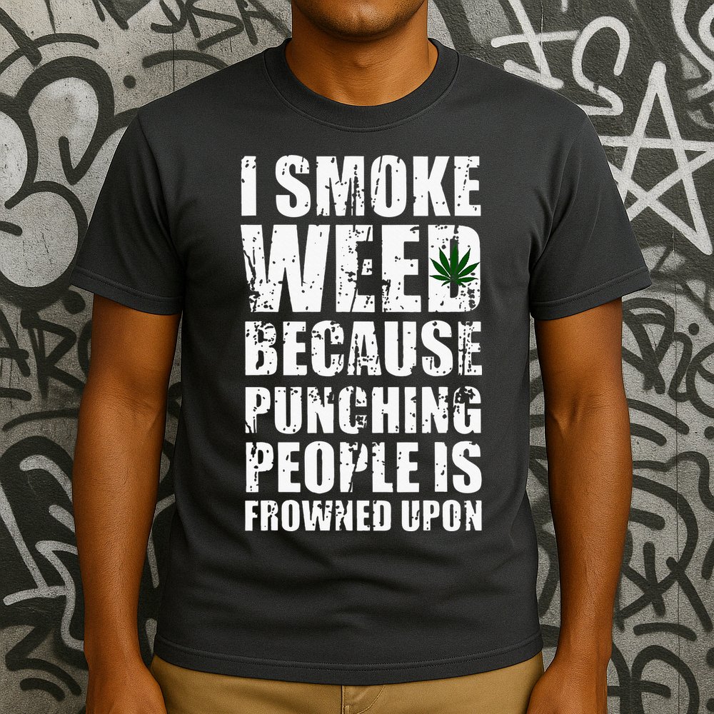 I Smoke Weed Because Punching People Is Frowned Upon T-Shirt