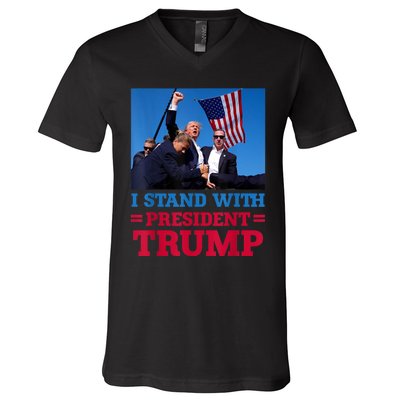 I Stand With President Trump After The Shooting At His Rally V-Neck T-Shirt