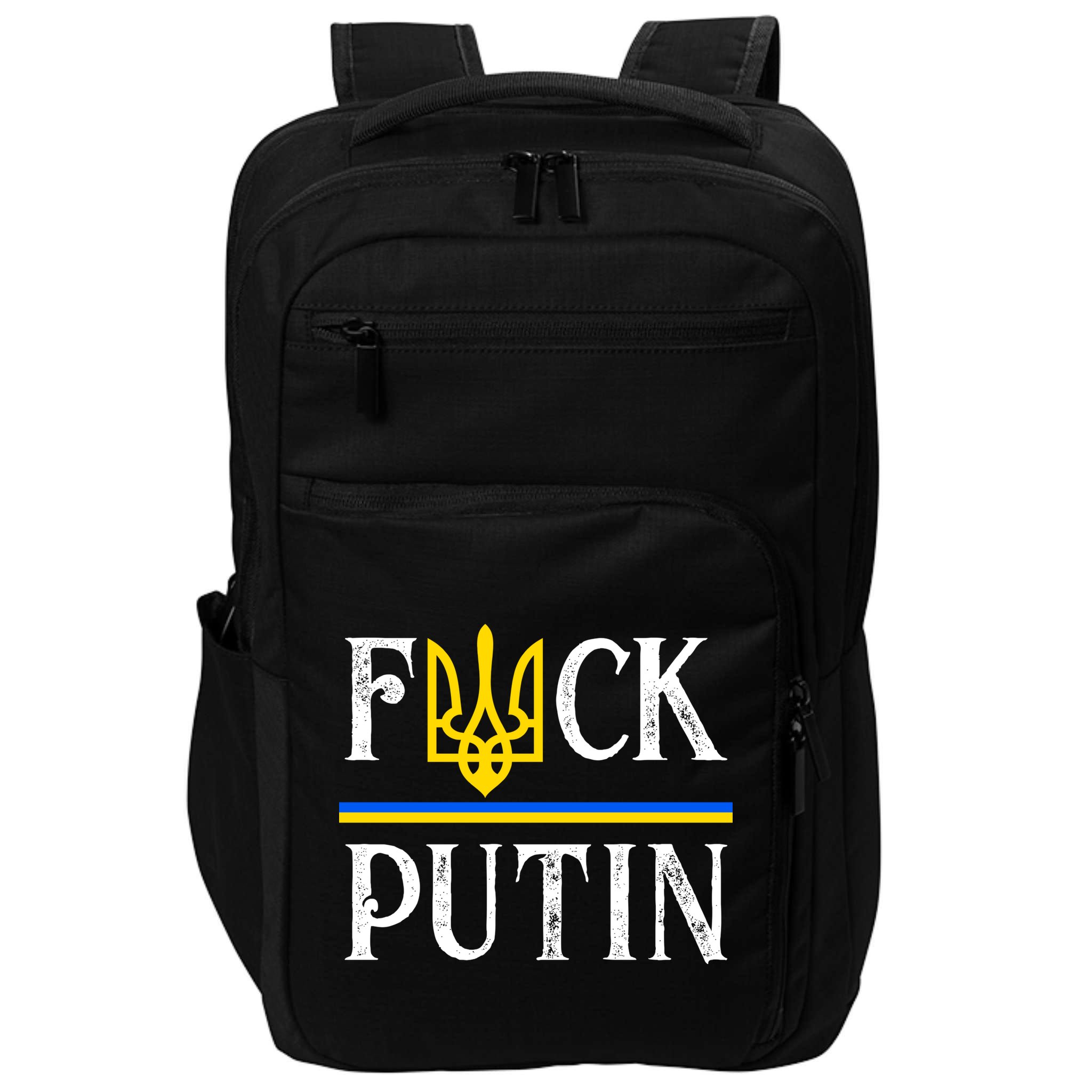 I Stand With Ukraine Flag Logo Trident Funny Anti Putin Impact Tech Backpack