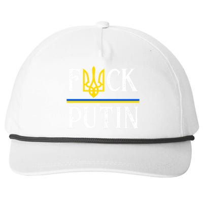 I Stand With Ukraine Flag Logo Trident Funny Anti Putin Snapback Five-Panel Rope Hat