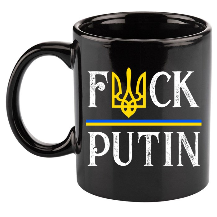 I Stand With Ukraine Flag Logo Trident Funny Anti Putin 11oz C Handle Ceramic Mug