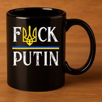 I Stand With Ukraine Flag Logo Trident Funny Anti Putin 11oz C Handle Ceramic Mug
