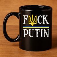 I Stand With Ukraine Flag Logo Trident Funny Anti Putin 11oz C Handle Ceramic Mug