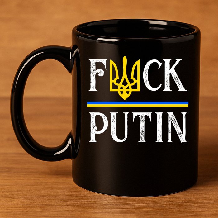I Stand With Ukraine Flag Logo Trident Funny Anti Putin 11oz C Handle Ceramic Mug