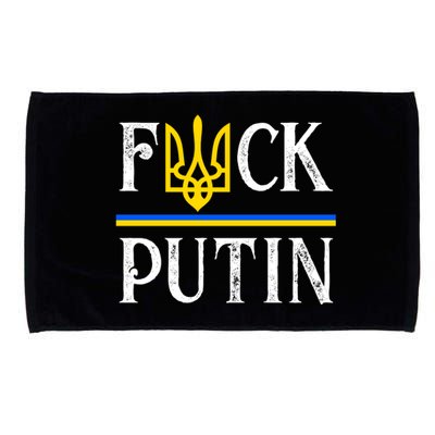 I Stand With Ukraine Flag Logo Trident Funny Anti Putin Microfiber Hand Towel