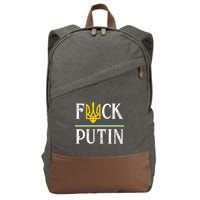 I Stand With Ukraine Flag Logo Trident Funny Anti Putin Cotton Canvas Backpack