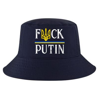 I Stand With Ukraine Flag Logo Trident Funny Anti Putin Cool Comfort Performance Bucket Hat