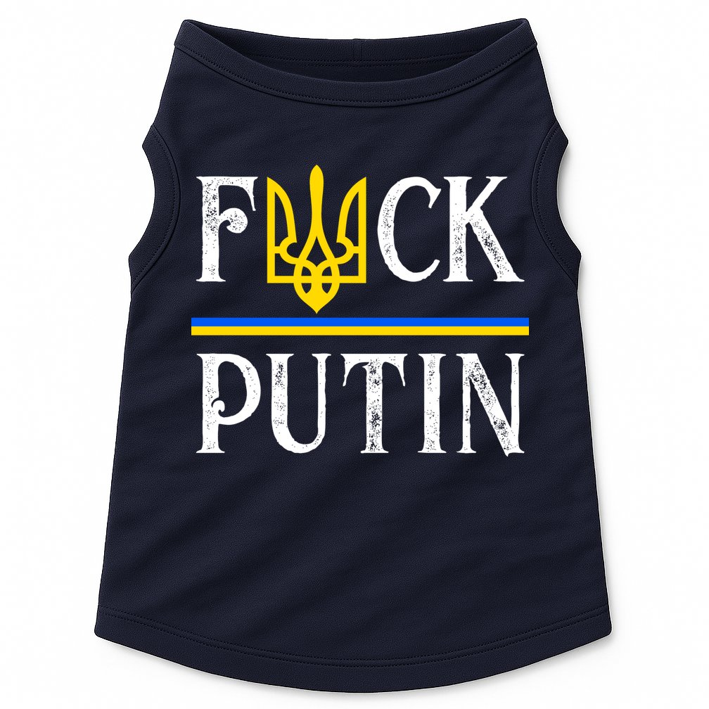 I Stand With Ukraine Flag Logo Trident Funny Anti Putin Doggie Tank