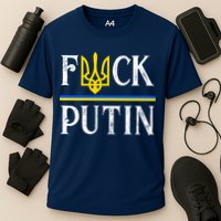 I Stand With Ukraine Flag Logo Trident Funny Anti Putin Cooling Performance Crew T-Shirt