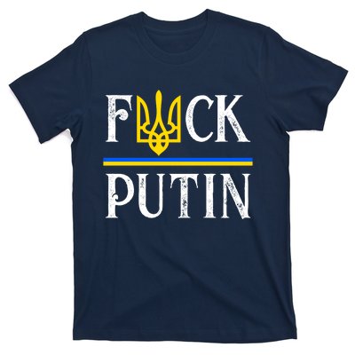 I Stand With Ukraine Flag Logo Trident Funny Anti Putin T-Shirt