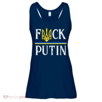 I Stand With Ukraine Flag Logo Trident Funny Anti Putin Ladies Essential Flowy Tank