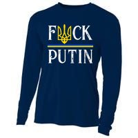 I Stand With Ukraine Flag Logo Trident Funny Anti Putin Cooling Performance Long Sleeve Crew