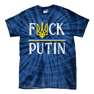 I Stand With Ukraine Flag Logo Trident Funny Anti Putin Tie-Dye T-Shirt