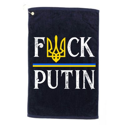 I Stand With Ukraine Flag Logo Trident Funny Anti Putin Golf Towel