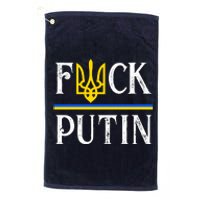 I Stand With Ukraine Flag Logo Trident Funny Anti Putin Platinum Collection Golf Towel