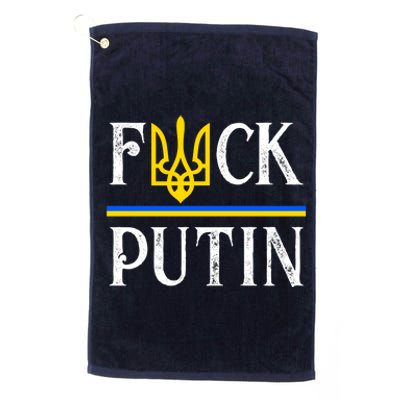 I Stand With Ukraine Flag Logo Trident Funny Anti Putin Platinum Collection Golf Towel