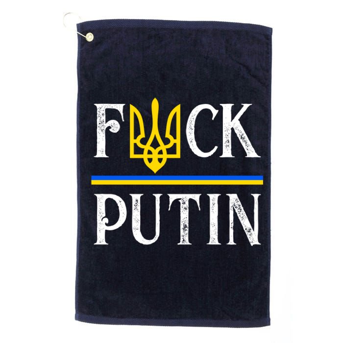 I Stand With Ukraine Flag Logo Trident Funny Anti Putin Platinum Collection Golf Towel