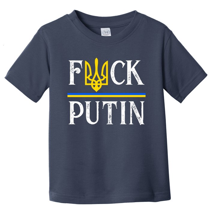 I Stand With Ukraine Flag Logo Trident Funny Anti Putin Toddler T-Shirt