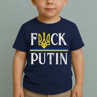 I Stand With Ukraine Flag Logo Trident Funny Anti Putin Toddler T-Shirt