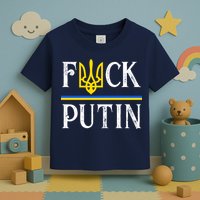 I Stand With Ukraine Flag Logo Trident Funny Anti Putin Toddler T-Shirt