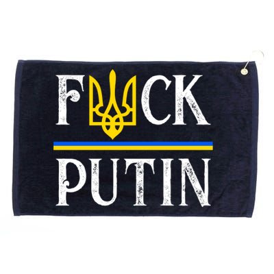 I Stand With Ukraine Flag Logo Trident Funny Anti Putin Grommeted Golf Towel