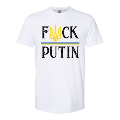 I Stand With Ukraine Flag Logo Trident Funny Anti Putin Softstyle CVC T-Shirt